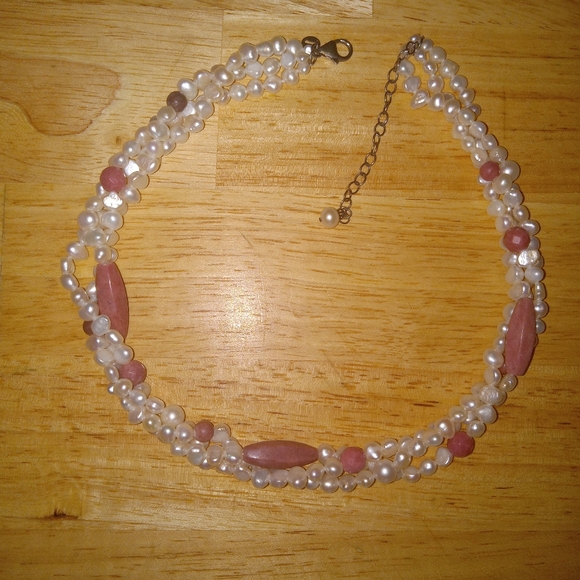 Ross-Simons-3 stands Freshwater PEARLS + RHODONITE Necklace STERLING Silver RS - Picture 14 of 14